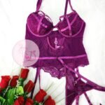 Body porte jarretelle aubergine 68022