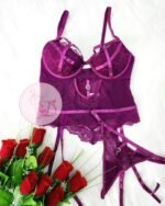 Body porte jarretelle aubergine 68022
