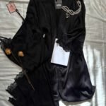 Déshabillé Long en Satin HW10023 noir