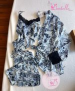 Pyjama satin 3pcs HP349 Bleu