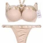 Ensemble Lingerie Luxe Satin Nude / Beige Rosé – Collection Bijou "V"